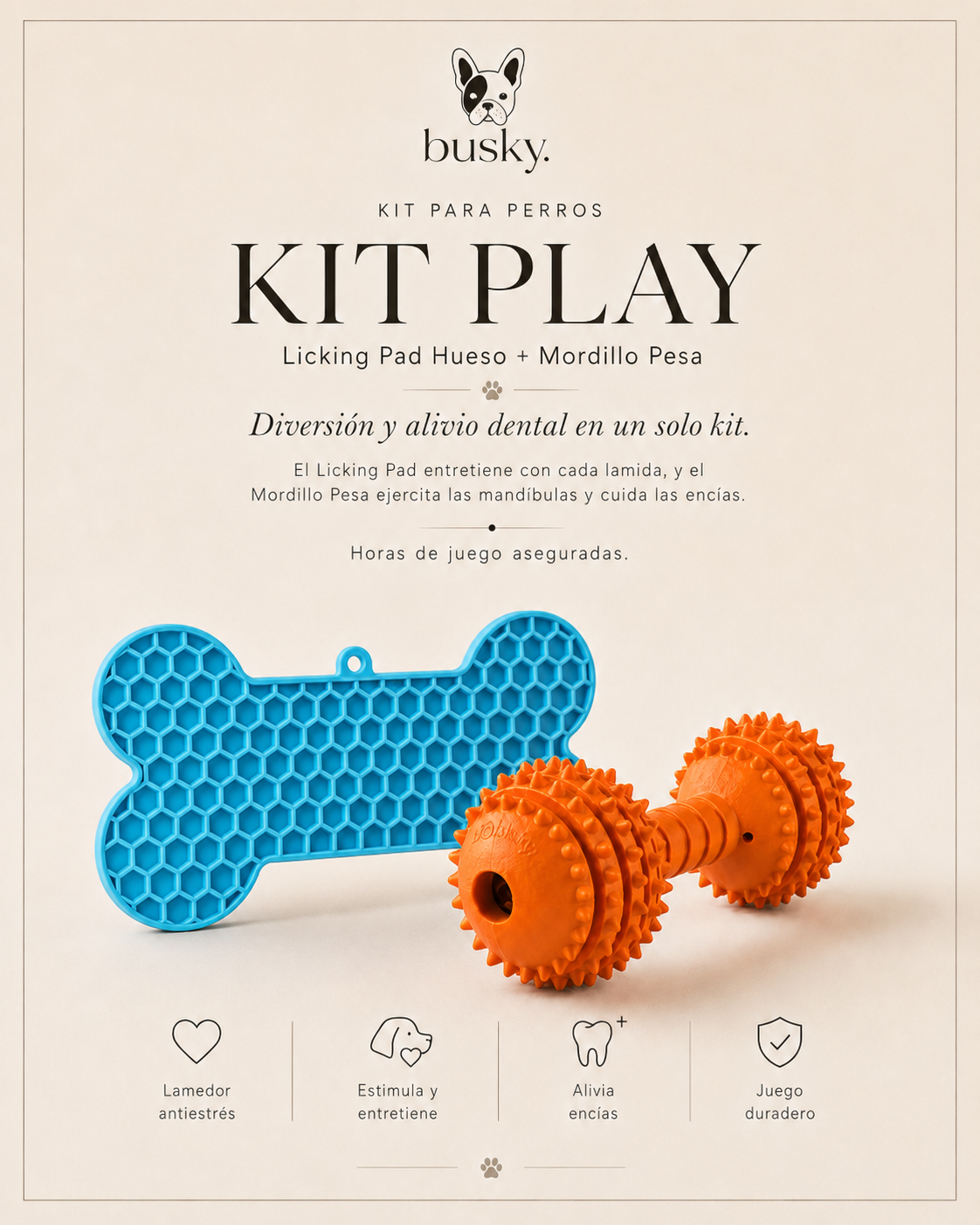 Kit Play - Licking Pad Hueso + Mordillo Pesa